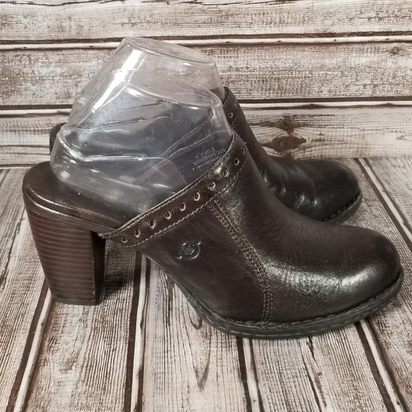 Born Shoes Born Womens 9 Brown Leather Mules Clogs Heel Shoes